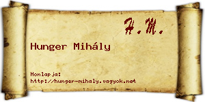 Hunger Mihály névjegykártya