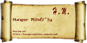 Hunger Mihály névjegykártya